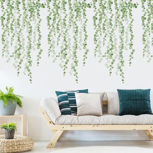 102 * 56 cm Nordique Vert Rotin Vinyle Stickers Muraux pour Salon Chambre Décoration Murale Remvable PVC Stickers Muraux Peintures Murales Décor À La Maison