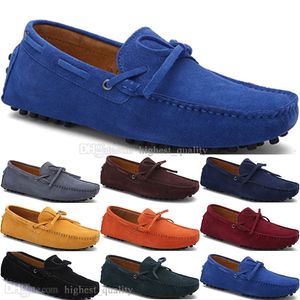 102 Nueva moda para hombre Zapatos casuales Cuero estilo británico primavera Pareja Genuine Peas Scrub men Drive Lazy man chanclos al aire libre cómodo transpirable negro amarillo