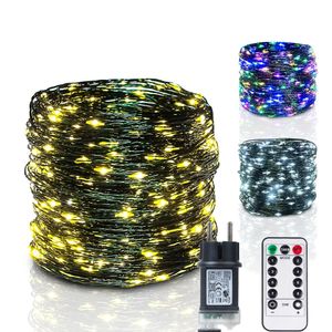 10200m LED String Lights Fairy Green Wire Outdoor Christmas Light Tree voor jaar Street Home Party Wedding Decor 240506