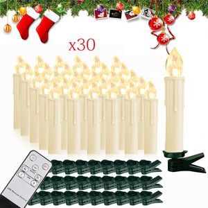10203040 PCS Bougie de Noël avec minuterie à distance anniversaire décoration de la maison bougie sans flamme clignotant LED fausses bougies en plastique 240322