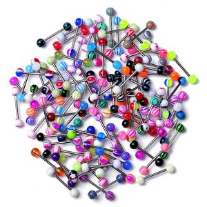 1020pc anneau de langue acrylique couleur mixte en acier inoxydable Barbell en gros femme