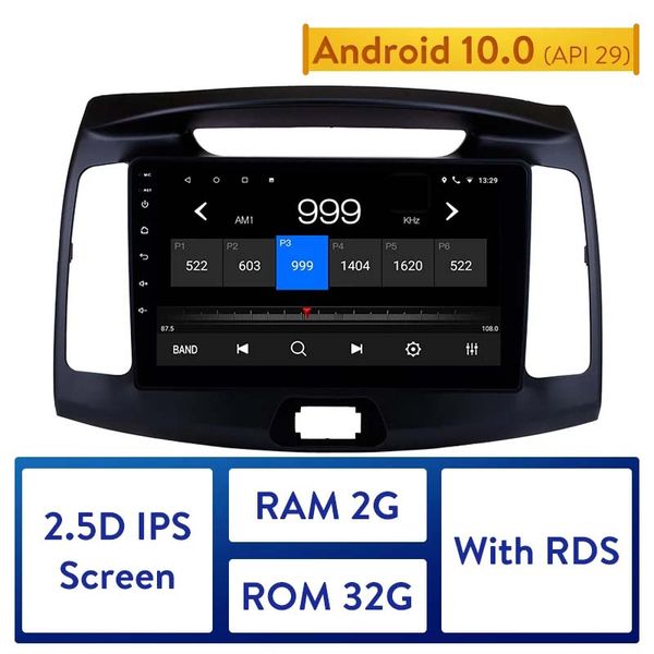 Radio dvd de voiture à écran tactile 1024*600 pour Hyundai Elantra 2011-2016 Navigation GPS Android 10.0 9 