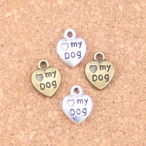 102 pièces Antique argent Bronze plaqué coeur amour mon chien pendentif à breloques collier à faire soi-même Bracelet Bracelet résultats 13*10mm