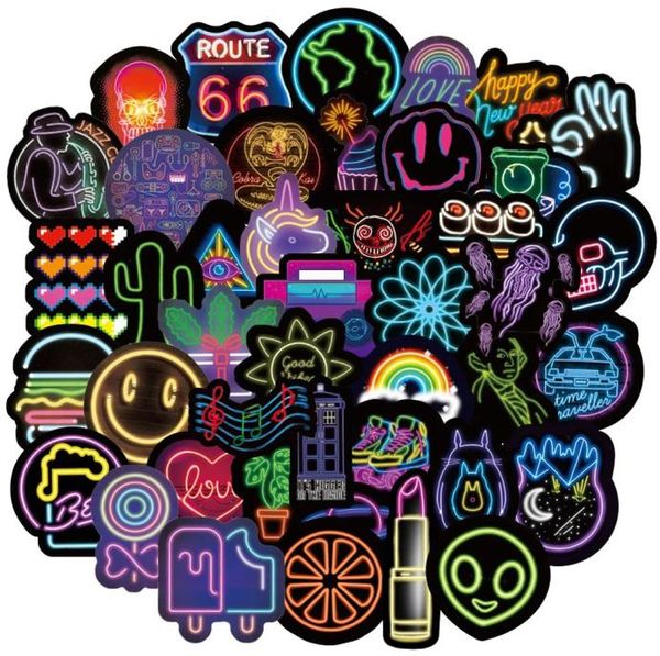 103050pcs Stickers de graffitis de lumière néon cool Diy Motorcycle Travel Bugage Guitare Réfrigage ordinateur portable