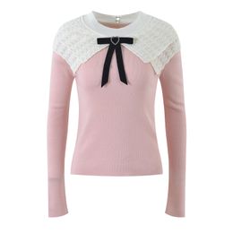 1031 2023 automne marque même Style pull à manches longues col rond pull blanc rose femmes vêtements de haute qualité femmes YL