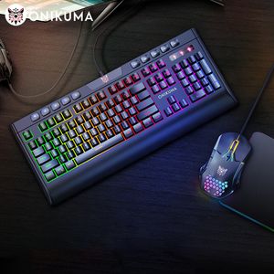 Clavier de jeu 104 touches et ensemble de souris ergonomique avec clavier filaire dynamique LED Bakclight pour ordinateur portable PC de bureau Gaming