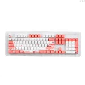 104 OEM PBT Keycaps ensemble complet clavier mécanique Keycaps PBT colorant-Sublimation fleur de cerisier Keycaps