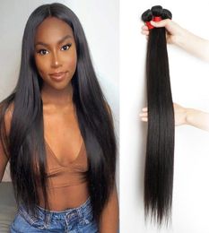 Mèches brésiliennes naturelles Remy lisses, 1040 pouces, Extensions de cheveux, Double trame, qualité 12A, extrémité complète, 95gPC, pour femmes noires44269921644