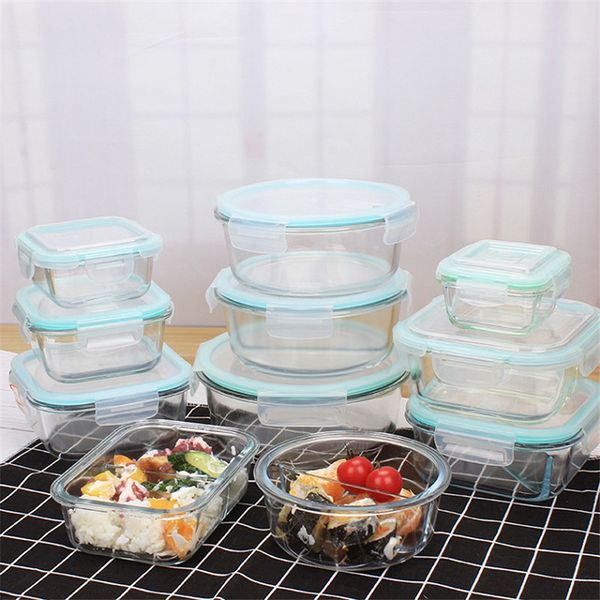 Récipient de stockage des aliments en verre de 1040 ml avec couvercles Récipients de préparation de repas en verre Boîtes à bento en verre hermétiques Boîtes à bento sans BPA Anti-fuite