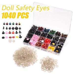 1040 stks 6mm-14mm plastic veiligheidsogen neuzen dozen voor teddybeer pop dier pluche speelgoed DIY MAKEL POP-accessoires 201203