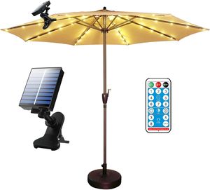 Paraguas Solar 104LED, luces de Camping con poste de Clip, luces de sombrilla para Patio al aire libre para decoración de fiesta de jardín y cubierta de playa