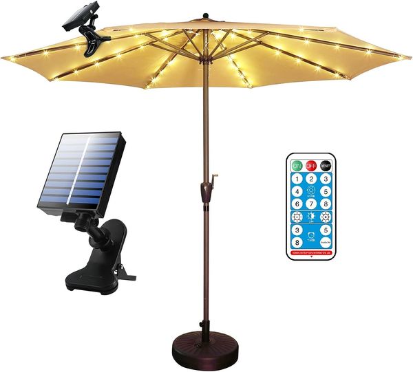 Lumières solaires de camping de parapluie de 104LED avec la lumière de poteau d'agrafe lumières extérieures de parapluie de patio pour la décoration de partie de jardin de plate-forme de plage