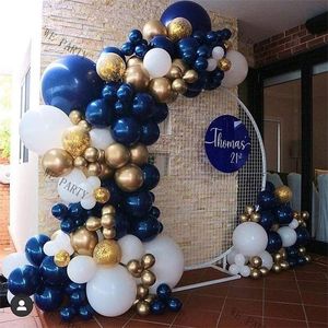 104pcs Navy Blue Gold White Balloon Garland Arch Kit Confetti Ballons voor bruiloft Verjaardagsfeest Ballonnen Decoraties 220225