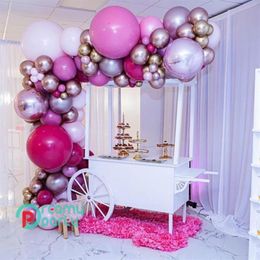 104 pièces feuille ronde ballons pastel guirlande arc kit rose 4d ballon rose anniversaire mariage bébé douche faveurs fête décoration T309A