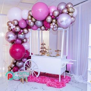 104pcs ronde folie pastel ballonnen Garland Arch Kit roze 4d roze ballon verjaardag bruiloft baby shower gunsten partij decoratie T357o