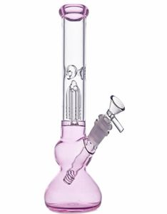 105 inch roze beker Bongs Hookah Shisha 4arms Tree Filter Recycler Oil Rig Bong met 14 mm mannelijke glazen olie -pijppijp en Downst3758417