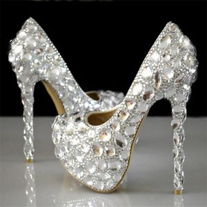 105 vrouwelijke strass pompen jurk super flash crystal chaton bruiloft witte bruid show diamant schoenen met hoge hakken 230822 406