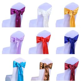 1050100 pcs Satijnen stoel Bow Sashes Wedding Knopen Ribbon vlinderbanden voor feestevenement El Banquet Home Decoratie 231222