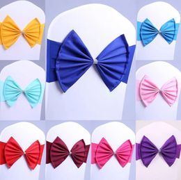 1050100 pcs Stretch Chair Sashes voor bruiloft Spandex Bow Ties Party Banquet EL Event Home Decoration 240307