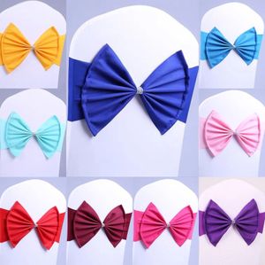 1050100 pcs Stretch Chair Sashes voor bruiloft Spandex Bow Ties Party Banquet EL Event Home Decoration 240307