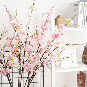 105 cm Cherry Blossom Fleurs artificielles arbre branche en soie rose blanc faux plante chambre salon salon mariage décor bricolage floral