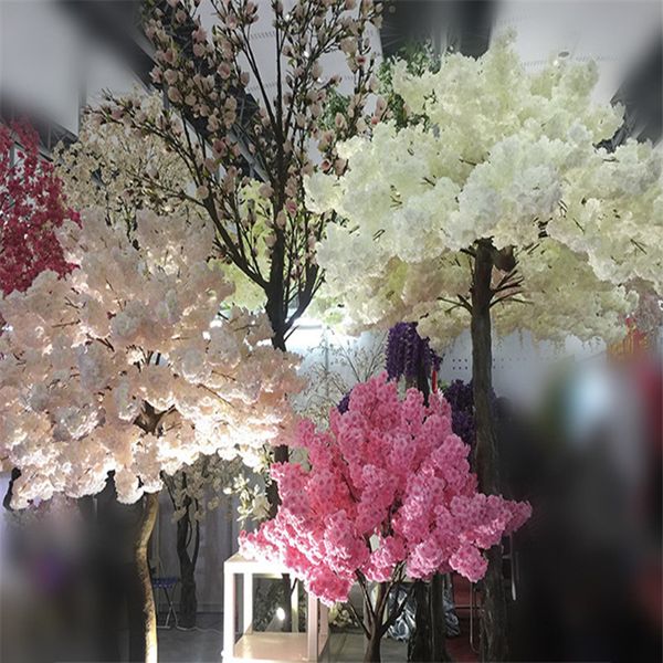 Rama de flor de cerezo con cifrado de 105cm, flores artificiales, 3 tenedores, cadena de Sakura, flor de seda para decoración de pared de fondo de boda