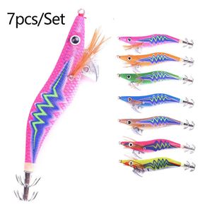 105 mm cebo duro luminoso calamar jig mar pesca señuelo madera pulpo camarón sepia artificial gancho aparejo wobbler pescado aparejos 240313