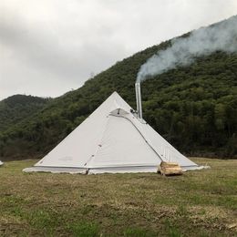 105x 52 Tent de tente de camping extérieur pyramide Tipi étanche au vent avec trou de cheminée pour la randonnée en famille Cuisine 240416