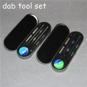 Kits de herramientas Dab de 106-121mm, juego de herramientas Dabber de cera, barra de caja de aluminio, envases de aceite de silicona, dabbers de uñas de titanio para hierba seca