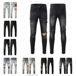 106 Amirs Heren Dames Ontwerpers Jeans Distressed Ripped Biker Slim Straight Denim Voor Heren Print Army Fashion Mans Skinny Broek M 6117 aMirIs