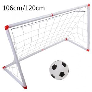 106120cm Indoor Outdoor Mini Kinderen Voetbal Doelpaal Netto Set met Balpomp Kinderen Voetbal Sport Speelgoed Officiële Maat 231225