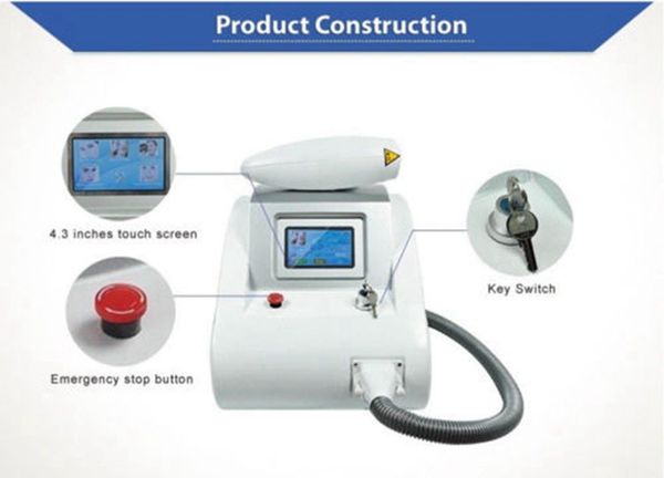Machines professionnelles de détatouage à écran tactile Nd Yag Q Switch Dispositif laser pour le rajeunissement de la peau Sourcil Pigment Supprimer l'équipement 1064nm 532nm 1320nm