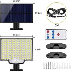 106LED appliques murales solaires Super lumineux extérieur détecteur de mouvement LED lampe murale de jardin projecteur IP65 étanche 4 Modes de fonctionnement 12 LL