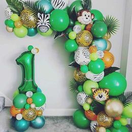 106 stks Dierlijke Ballonnen Garland Kit Jungle Safari Thema Feestartikelen Gunsten Kinderen Jongens Birthday Party Baby Douche Decoraties 210719