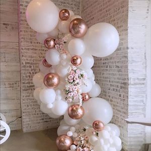 106pcs Déco Anniversaire Fille Ballons Arch Kit Pastel Ballon Guirlande Blanc et Or Rose Globos Baby Shower Baptême Ballon Blanc T200526