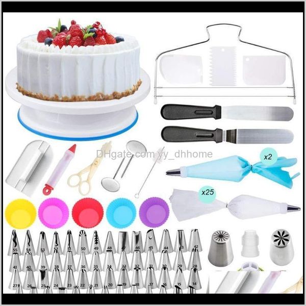 107 Uds. Kit profesional para magdalenas, soporte giratorio para plato giratorio, espátula para glaseado, bolsas para glaseado, Dsqtb, repostería para hornear F2Y9C