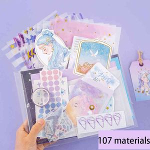 107 unids/set Material Spree Bloc de notas pequeño fresco Ins diario pegatina DIY Base fondo nota papel escuela suministros Kawaii