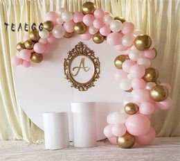 107pcs Chrome Gol White Balloons Garland Kit Arch Macaron Pink Globos Birthday Party Balloons Decoration Supplies Baby Shower T208824303