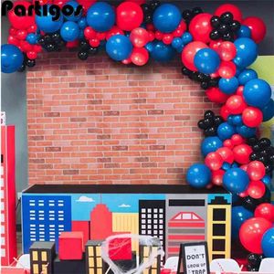 107 pcs Rouge Bleu Latex Arch Kit Guirlande Ballon Bébé Garçon Fille Premier Anniversaire Décorations De Fête Enfants Jouets Bébé Douche Fournitures 210719