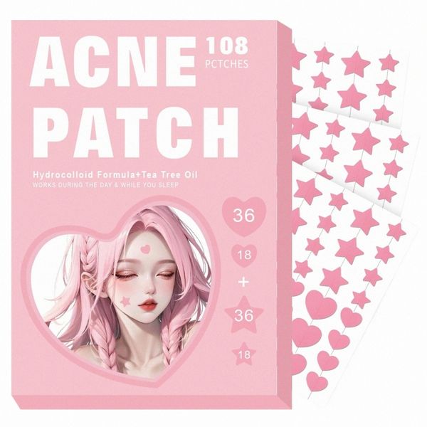 108 Patch Pimple Patch Acné, Patch de couverture absorbant l'acné en forme d'étoile rose, Patchs hydrocolloïdes contre l'acné pour le visage Zit Patch A j0Ve #