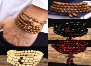 108 Perles 8 mm Sandale naturelle Bouddhiste Bouddha Buddha Prière de prière Black Ebony Unisexe Bracelets Bracelets pour femmes8364688