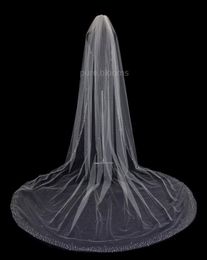 108 pouces bord de cristal dispersé incroyable voile de mariage en cristal blanc diamant longueur cathédrale ivoire Meidingqianna marque voile de mariée8273266