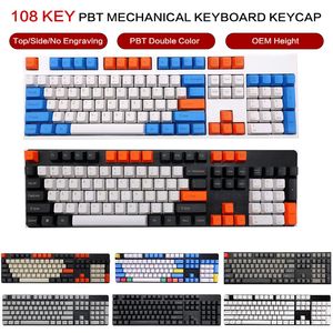 108 Sleutel PBT KeyCap Top/Side/No Gravure Double Color OEM Key Cap Mechanical Keyboard KeyCaps voor Cherry MX/Kailh/Outemu -schakelaar