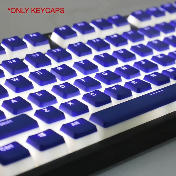 108 touches Pudding Keycap pour clavier mécanique bleu foncé rétro-éclairage transparent matériau PBT combinaison OEM pour jeu PC Anne Pro 2 GK61 240221