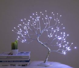 108 LED Touch Nachtlampje Mini Romantische Kerstboom Koperdraad Garland Fairy Tafellamp voor Kinderen Slaapkamer Bar Decor2230571
