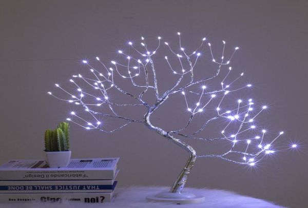108 LED tactile veilleuse Mini romantique arbre de noël fil de cuivre guirlande fée lampe de Table pour enfants chambre Bar Decor7697339