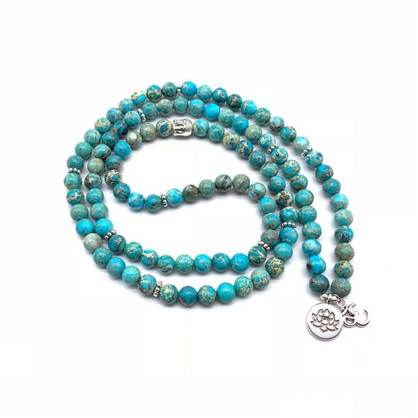 108 Mala Perle Bracelet Collier Pierre Naturelle Bijoux Cadeau pour Femmes Yoga Lotus Om Bracelet Méditation Pierre de Guérison CX200730