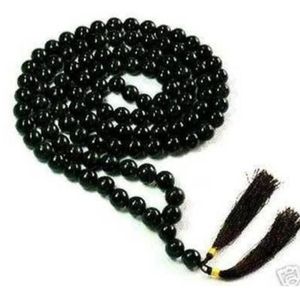 108 collier de perles de prière en pierre noire bouddhiste tibétain 6mm