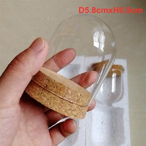 108 X Clear Mini Glass Display Dome Cover Cloche Bell Jar Terrarios suculentos Corcho de madera Mesa de oficina Decoración DIY D5 8cmxH6 5cm223i