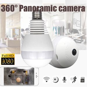 1080P 360 degrés caméra IP sans fil ampoule FishEye caméra de vidéosurveillance sans fil intelligente caméra de sécurité panoramique WiFi avec version nuit P2P